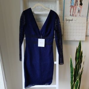 Diane Von Furstenberg Blue&Black Long sleeve lace